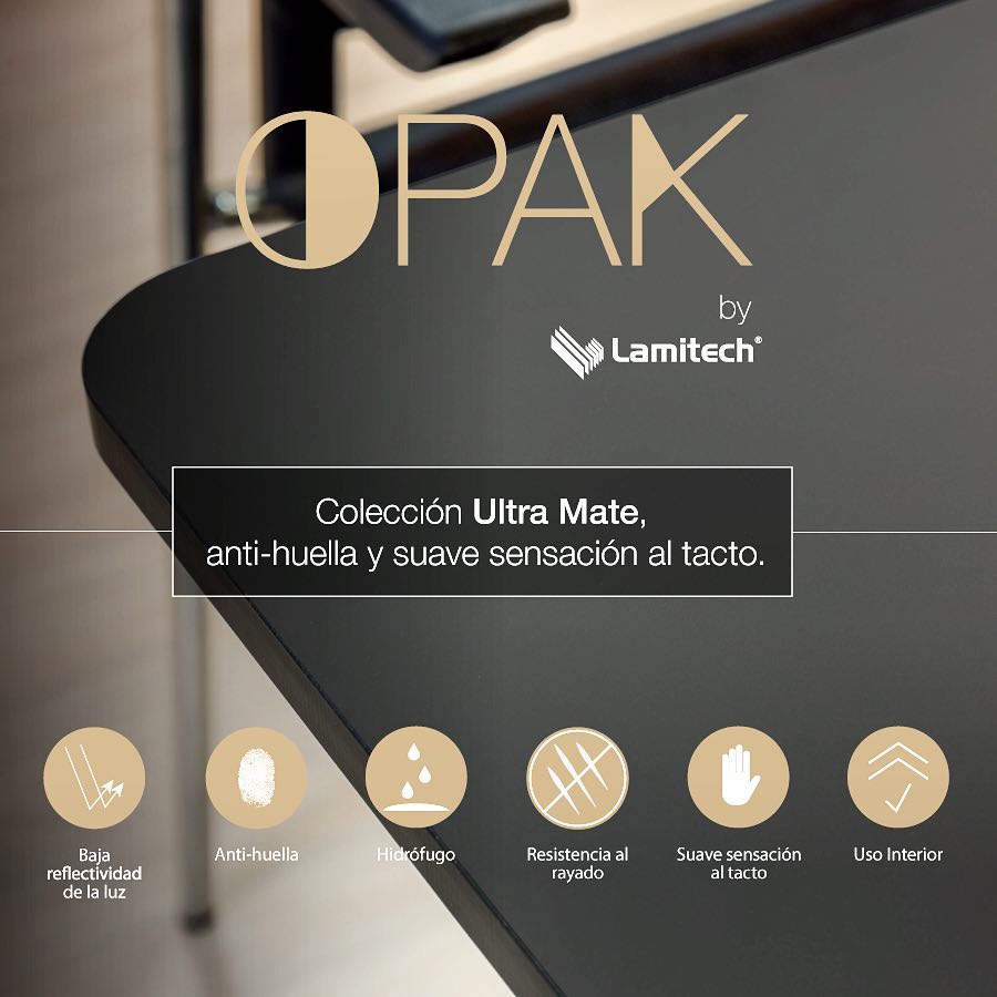 LAMINADO LAMITECH SIMIL FORMICA OPAK EXTRA MATE 0.7mm 1.22m X 3.06m